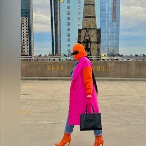 Bold Pink and Orange Trench Coat